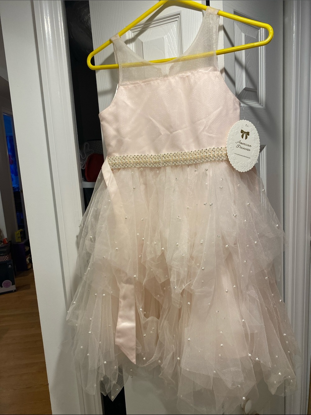 American Princess Blush Pink Pearl Tulle Party Dress